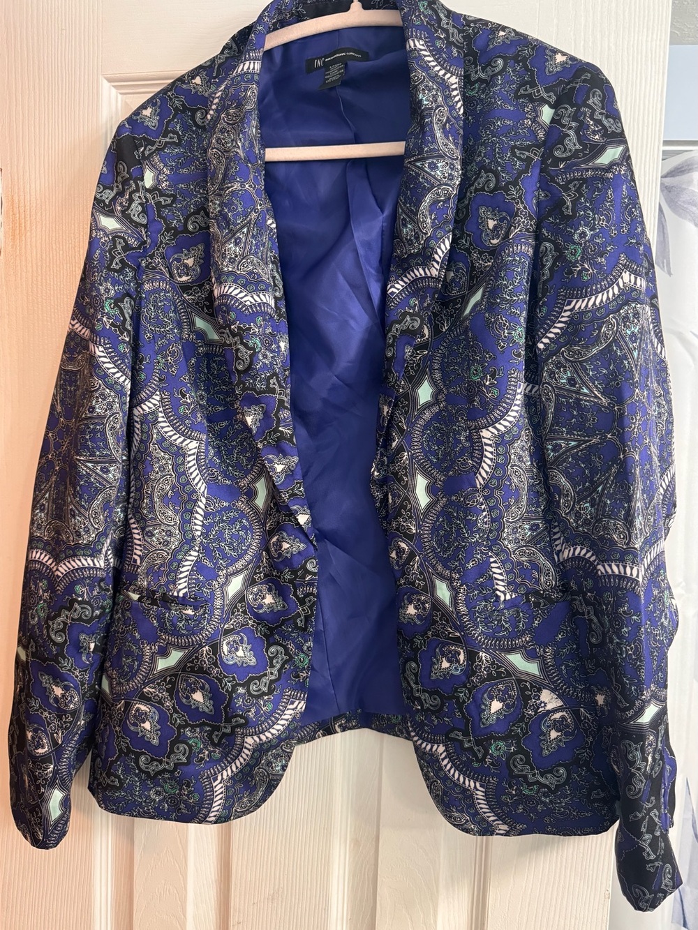 INC International Concepts Royal Blue Paisley Blazer